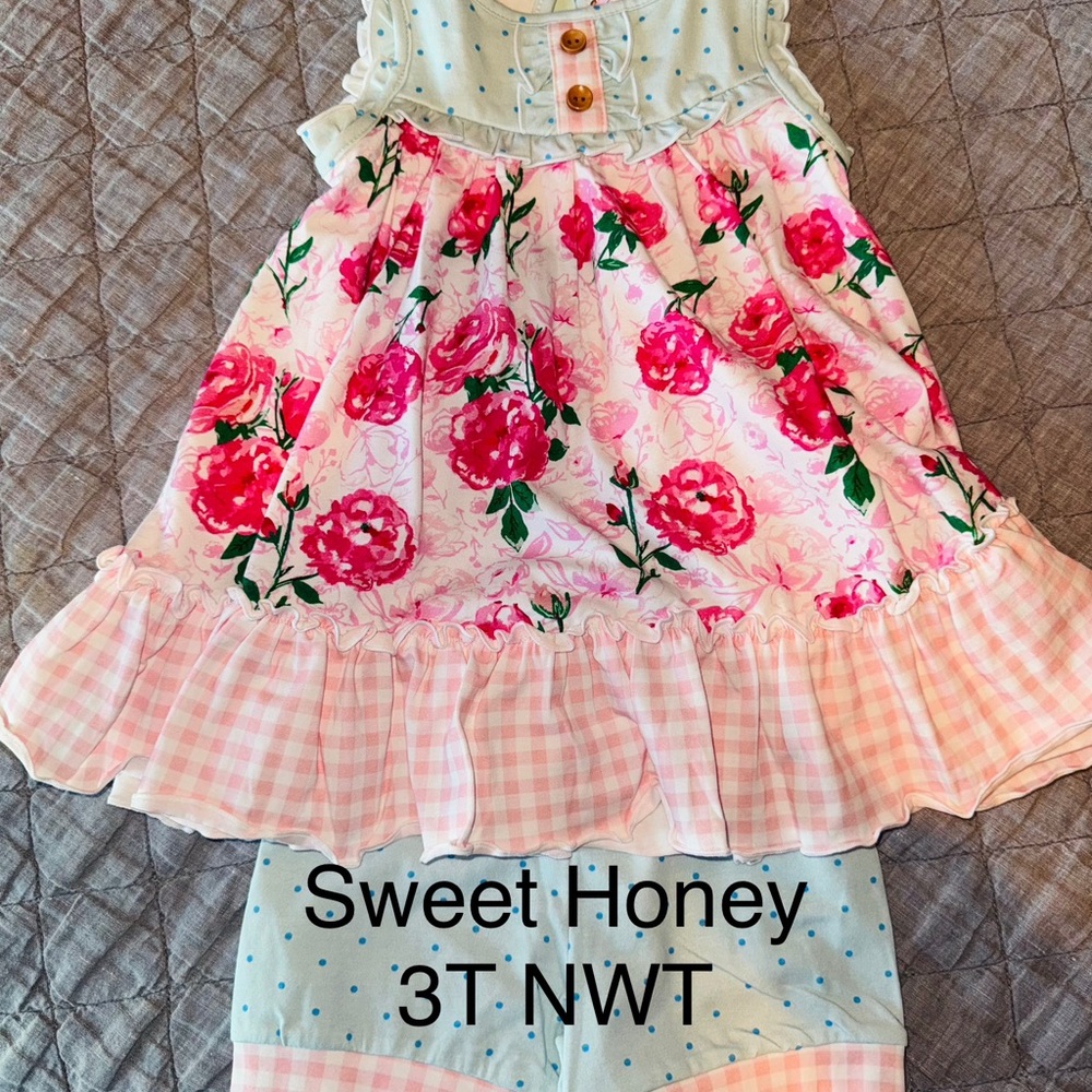SweetHoney Pink Floral Kids Matching Set